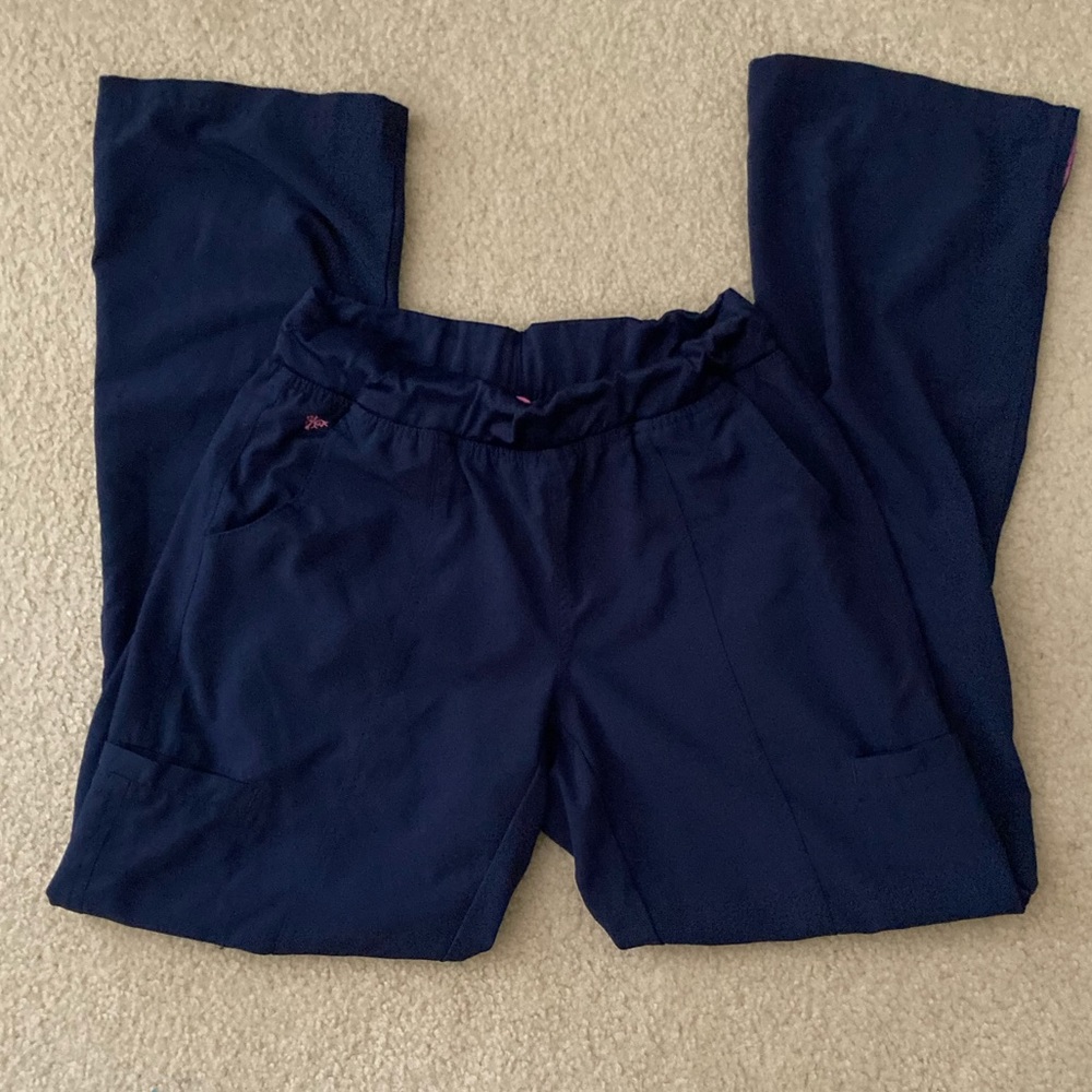 Med Couture Flare Navy Scrub Pants - Picture 2 of 6